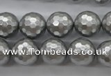 CSB1190 15.5 inches 14mm faceted round shell pearl beads