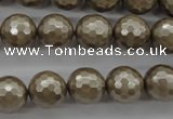 CSB1192 15.5 inches 12mm faceted round shell pearl beads