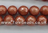CSB1196 15.5 inches 12mm faceted round shell pearl beads