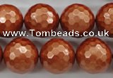 CSB1199 15.5 inches 18mm faceted round shell pearl beads