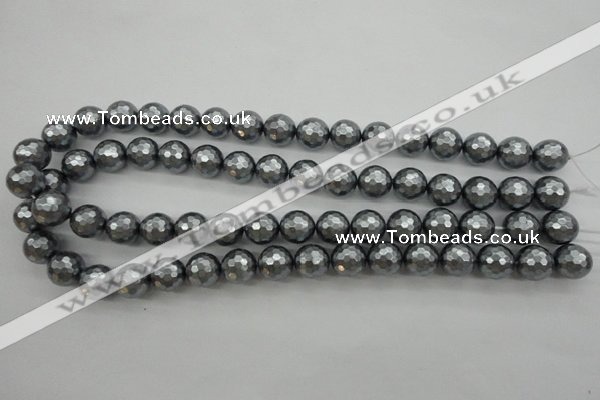 CSB1202 15.5 inches 12mm faceted round shell pearl beads