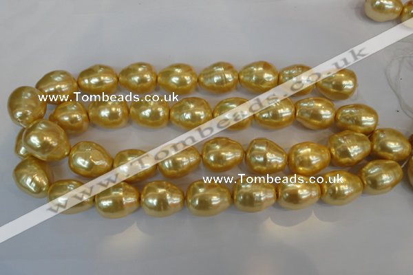 CSB130 15.5 inches 18*22mm nuggets shell pearl beads wholesale