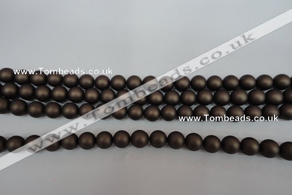 CSB1330 15.5 inches 4mm matte round shell pearl beads wholesale