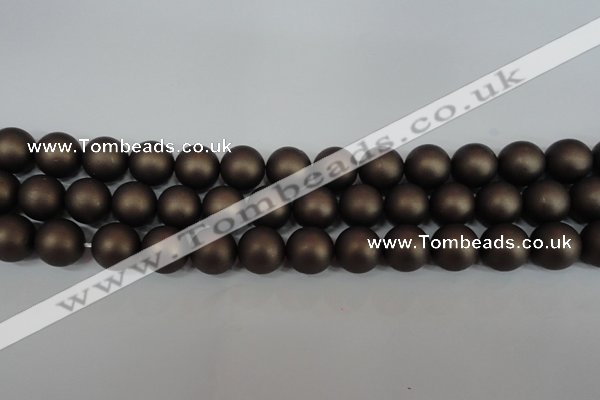 CSB1333 15.5 inches 10mm matte round shell pearl beads wholesale