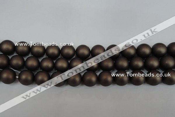 CSB1334 15.5 inches 12mm matte round shell pearl beads wholesale