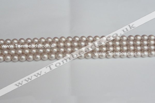 CSB1355 15.5 inches 4mm matte round shell pearl beads wholesale