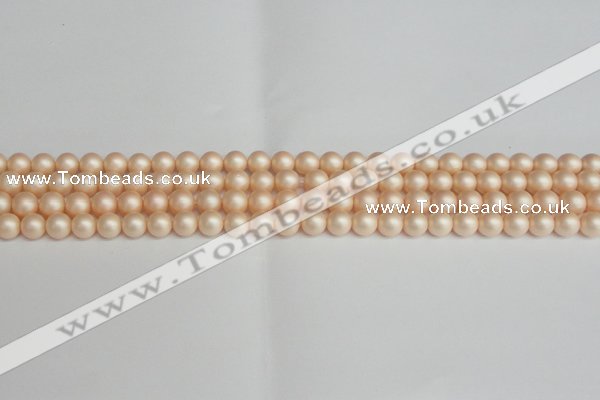 CSB1360 15.5 inches 4mm matte round shell pearl beads wholesale