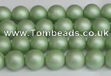 CSB1390 15.5 inches 4mm matte round shell pearl beads wholesale