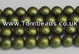 CSB1395 15.5 inches 4mm matte round shell pearl beads wholesale