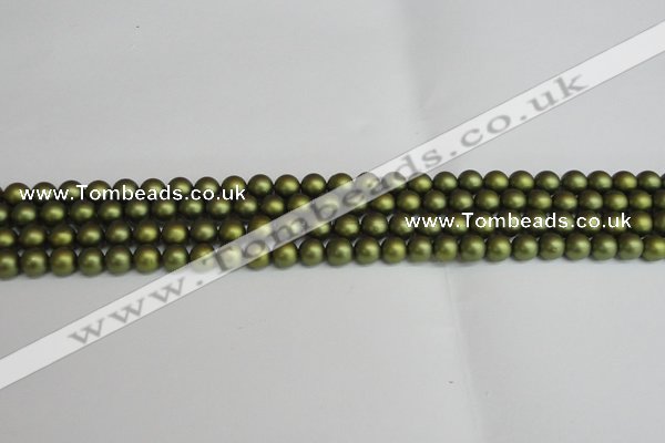 CSB1395 15.5 inches 4mm matte round shell pearl beads wholesale