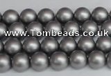 CSB1440 15.5 inches 4mm matte round shell pearl beads wholesale