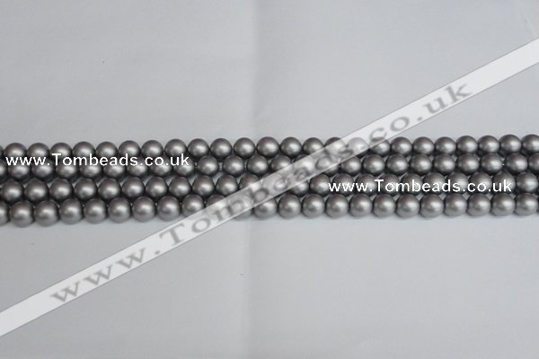 CSB1440 15.5 inches 4mm matte round shell pearl beads wholesale