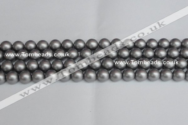 CSB1444 15.5 inches 12mm matte round shell pearl beads wholesale