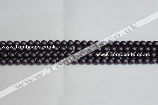 CSB1445 15.5 inches 4mm matte round shell pearl beads wholesale