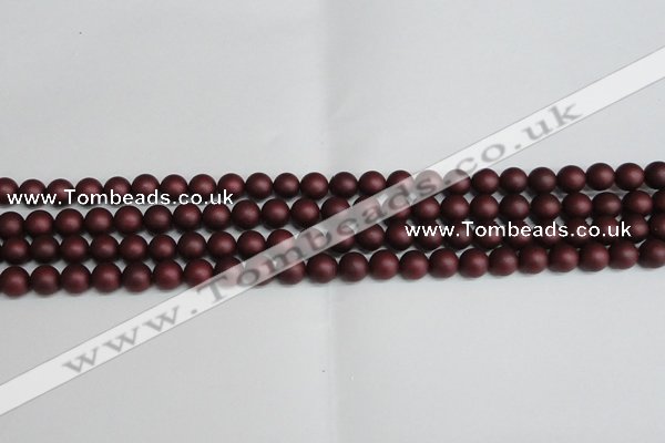 CSB1450 15.5 inches 4mm matte round shell pearl beads wholesale