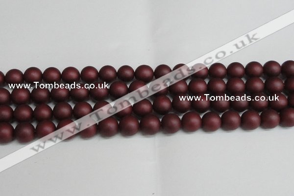 CSB1454 15.5 inches 12mm matte round shell pearl beads wholesale