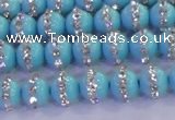 CSB1510 15.5 inches 6mm round shell pearl with rhinestone beads