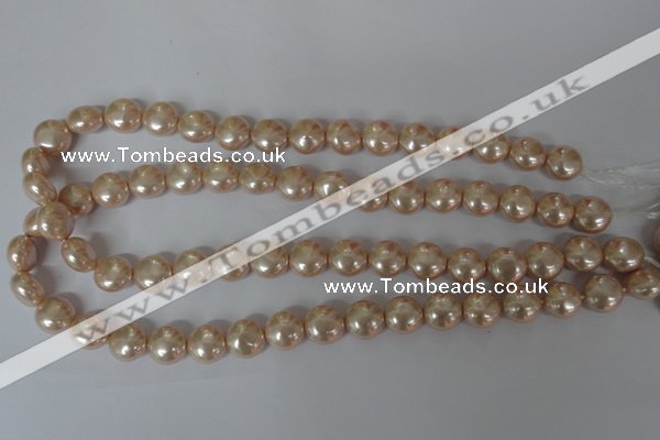 CSB180 15.5 inches 12mm flat round shell pearl beads wholesale