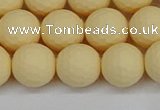 CSB1803 15.5 inches 10mm faceetd round matte shell pearl beads