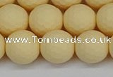 CSB1804 15.5 inches 12mm faceetd round matte shell pearl beads