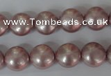 CSB181 15.5 inches 12mm flat round shell pearl beads wholesale