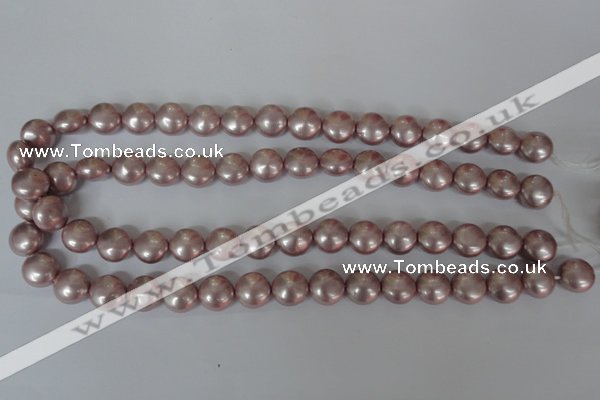 CSB181 15.5 inches 12mm flat round shell pearl beads wholesale