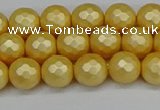 CSB1811 15.5 inches 6mm faceetd round matte shell pearl beads