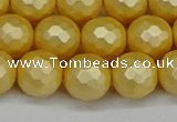 CSB1814 15.5 inches 12mm faceetd round matte shell pearl beads