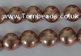 CSB182 15.5 inches 12mm flat round shell pearl beads wholesale