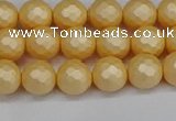 CSB1821 15.5 inches 6mm faceetd round matte shell pearl beads