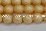 CSB1822 15.5 inches 8mm faceetd round matte shell pearl beads