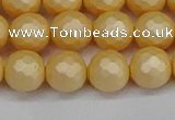 CSB1823 15.5 inches 10mm faceetd round matte shell pearl beads