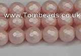 CSB1831 15.5 inches 6mm faceetd round matte shell pearl beads