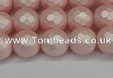 CSB1833 15.5 inches 10mm faceetd round matte shell pearl beads