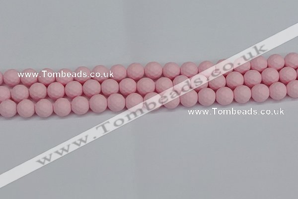 CSB1841 15.5 inches 6mm faceetd round matte shell pearl beads