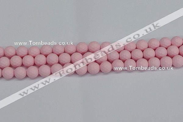 CSB1842 15.5 inches 8mm faceetd round matte shell pearl beads