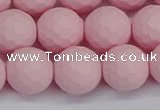 CSB1844 15.5 inches 12mm faceetd round matte shell pearl beads