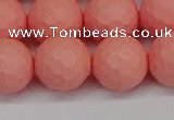 CSB1855 15.5 inches 14mm faceetd round matte shell pearl beads