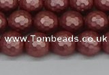 CSB1862 15.5 inches 8mm faceetd round matte shell pearl beads