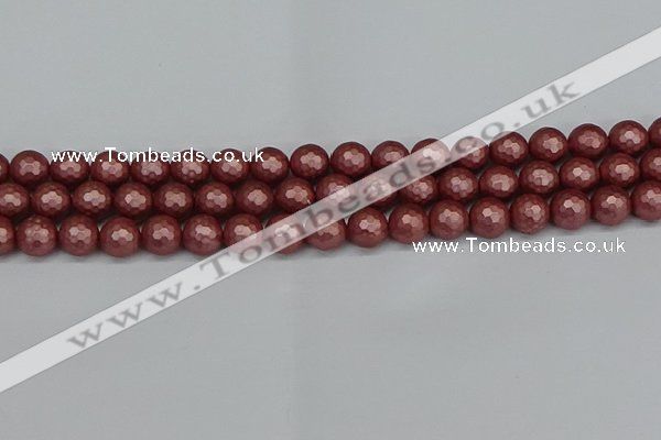 CSB1862 15.5 inches 8mm faceetd round matte shell pearl beads