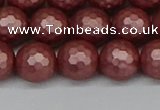 CSB1863 15.5 inches 10mm faceetd round matte shell pearl beads