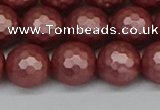 CSB1864 15.5 inches 12mm faceetd round matte shell pearl beads