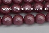 CSB1871 15.5 inches 6mm faceetd round matte shell pearl beads