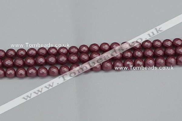 CSB1871 15.5 inches 6mm faceetd round matte shell pearl beads