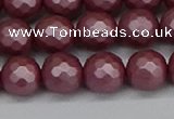 CSB1872 15.5 inches 8mm faceetd round matte shell pearl beads