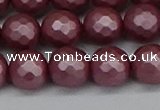 CSB1873 15.5 inches 10mm faceetd round matte shell pearl beads