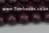 CSB1882 15.5 inches 8mm faceted round matte shell pearl beads