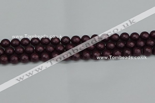 CSB1882 15.5 inches 8mm faceted round matte shell pearl beads