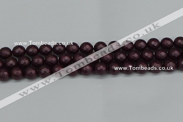 CSB1884 15.5 inches 12mm faceted round matte shell pearl beads