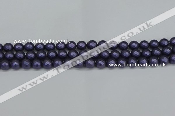 CSB1892 15.5 inches 8mm faceted round matte shell pearl beads